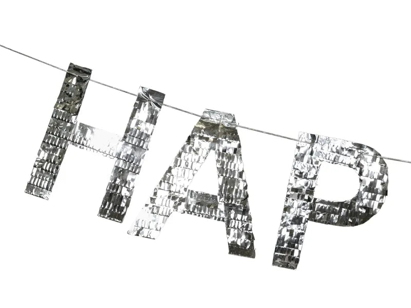 Happy Birthday Banner, 2.2m, silver