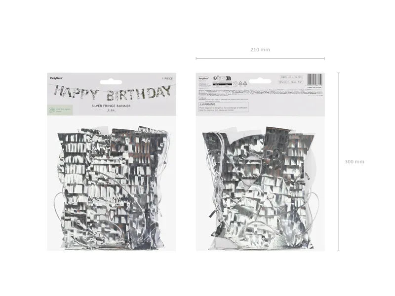 Happy Birthday Banner, 2.2m, silver