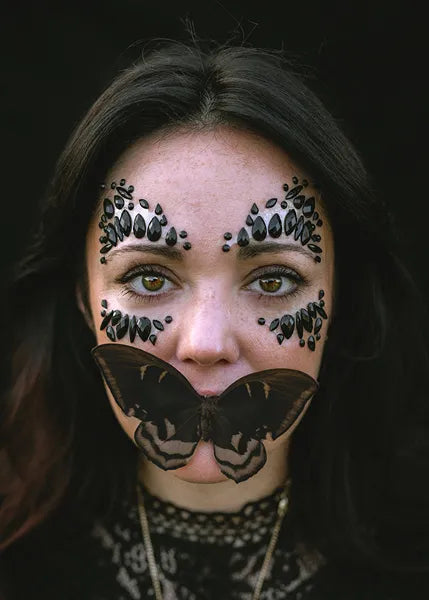 Face Decoration Crystals, Black, 15x9cm