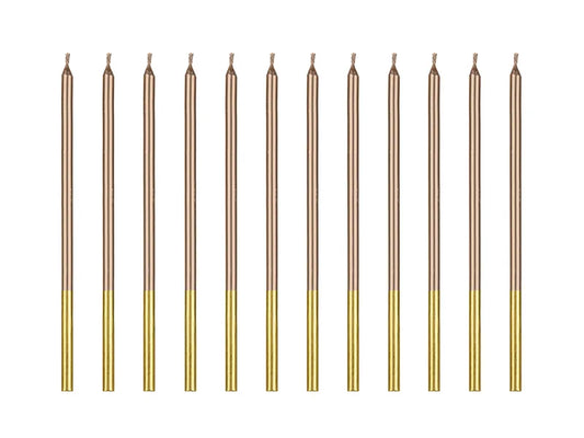 Birthday candles plain, rose gold, 14 cm