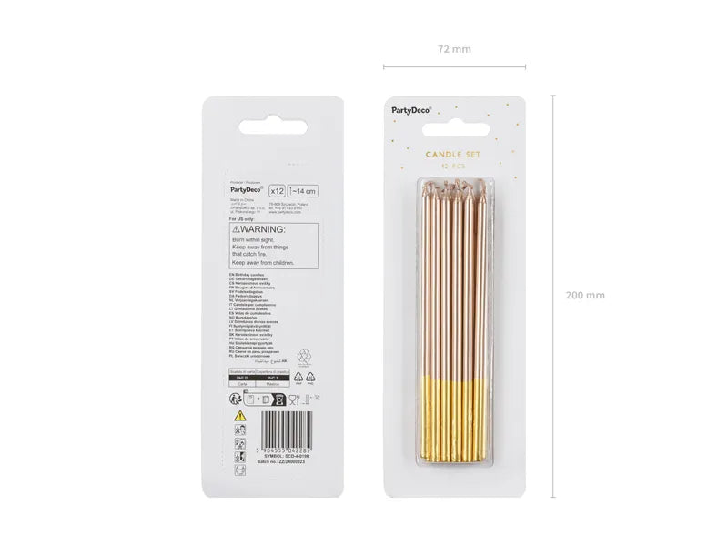 Birthday candles plain, rose gold, 14 cm