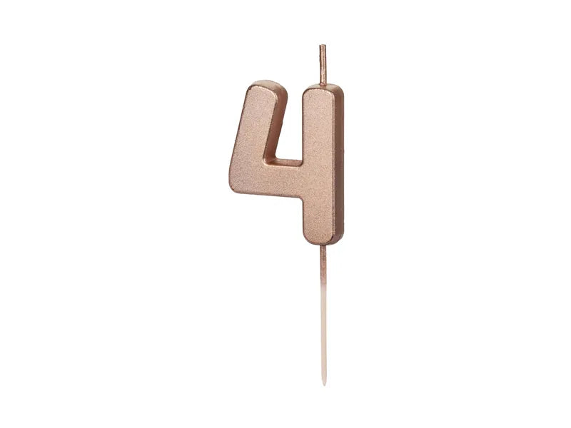 Rose Gold Number Candle – 5 cm Birthday Cake Decoration