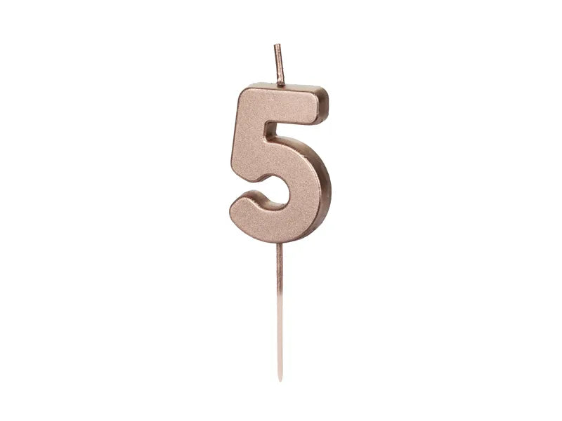 Rose Gold Number Candle – 5 cm Birthday Cake Decoration