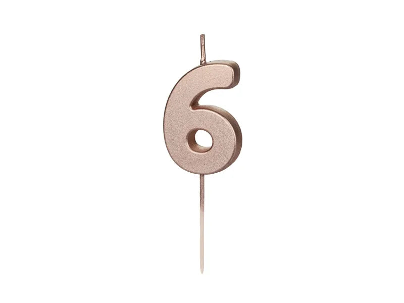 Rose Gold Number Candle – 5 cm Birthday Cake Decoration