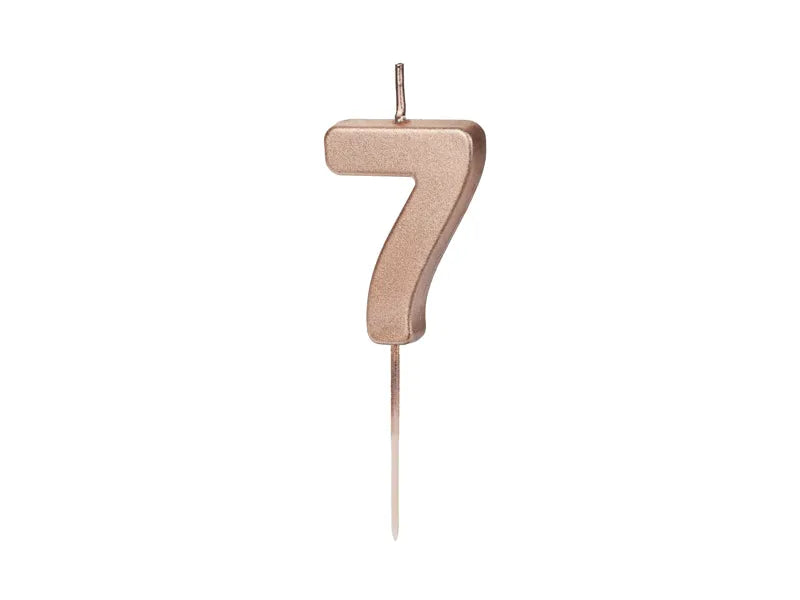 Rose Gold Number Candle – 5 cm Birthday Cake Decoration