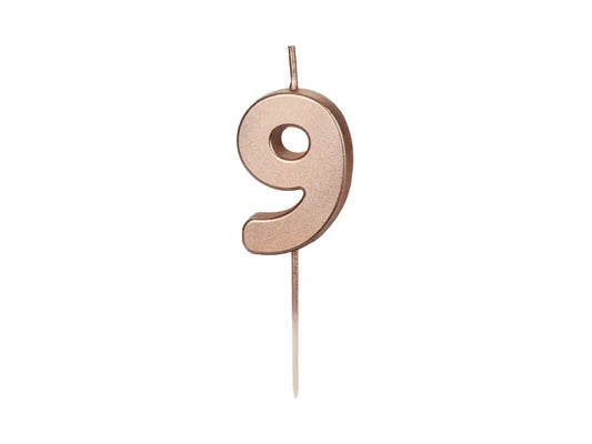 Rose Gold Number Candle – 5 cm Birthday Cake Decoration