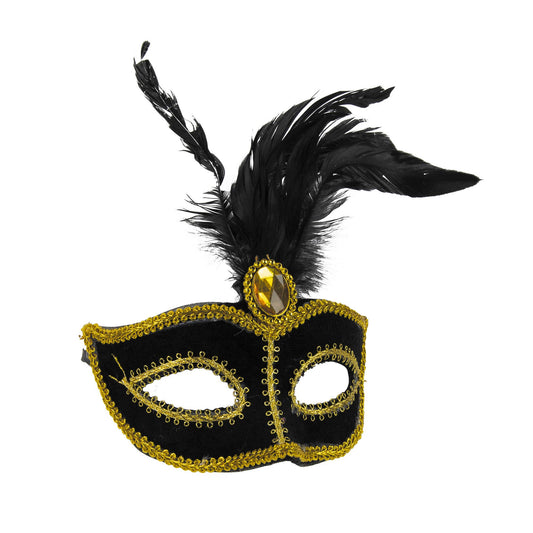 Party Pro - BLACK MASK WITH FEATHERS