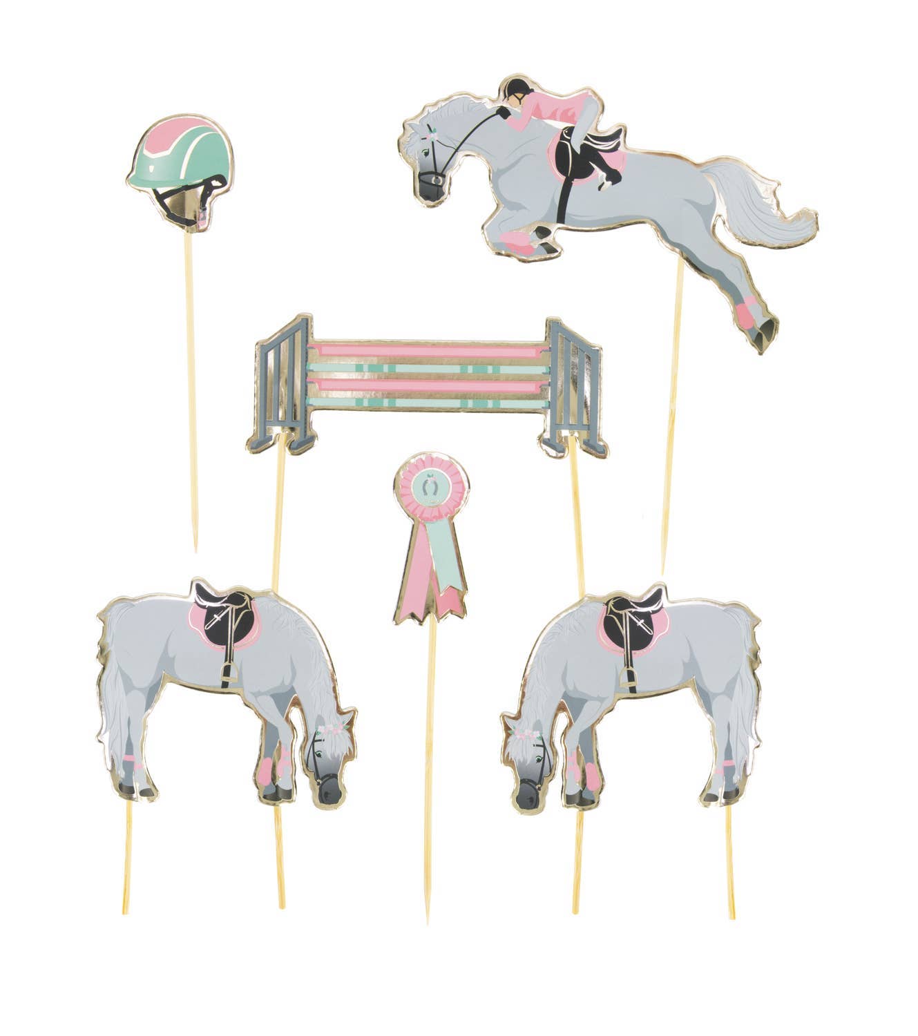SET OF 6 LOVE HORSE DECORATIONS FOR CAKES