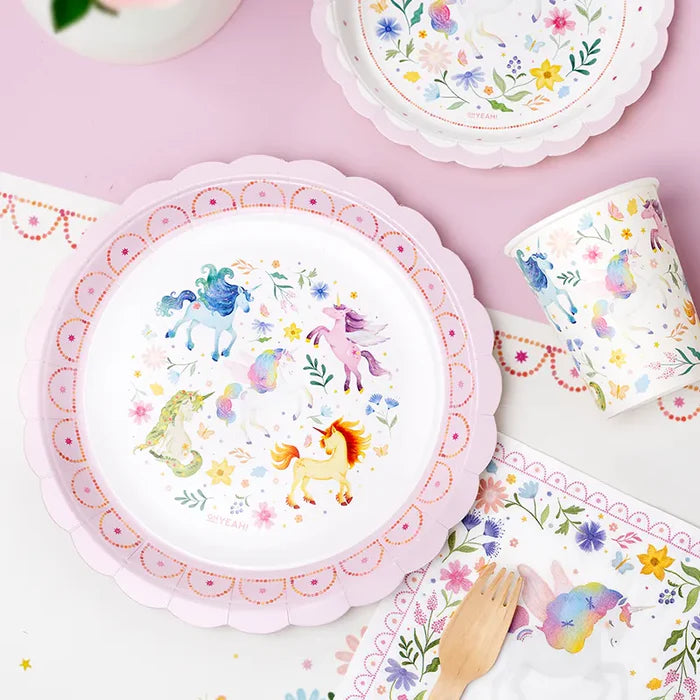 Flat Cardboard Plate Ø 23 cm Magical Unicorns