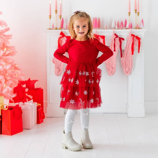 Peppermint Glitter Christmas Bow Clip - Hair Accessories
