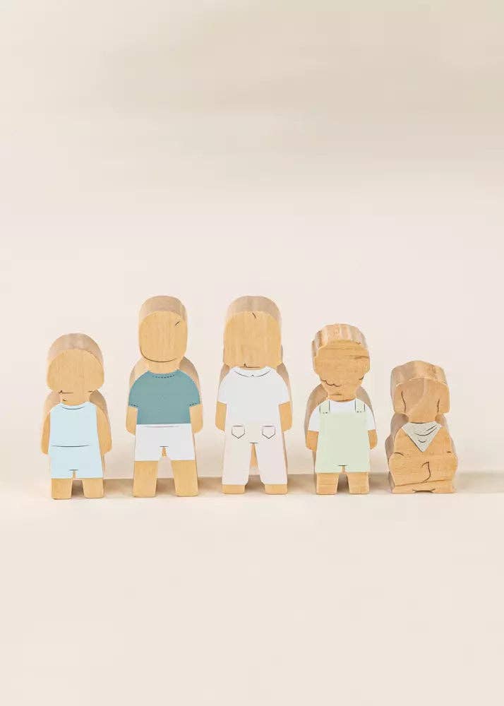 Set of 5 Family Wooden Doll House Characters