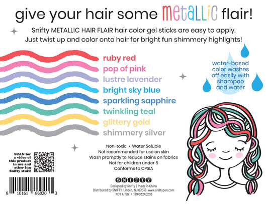 SNIFTY - HAIR FLAIR METALLIC Shimmery Hair Color Gel Sticks Set of 8
