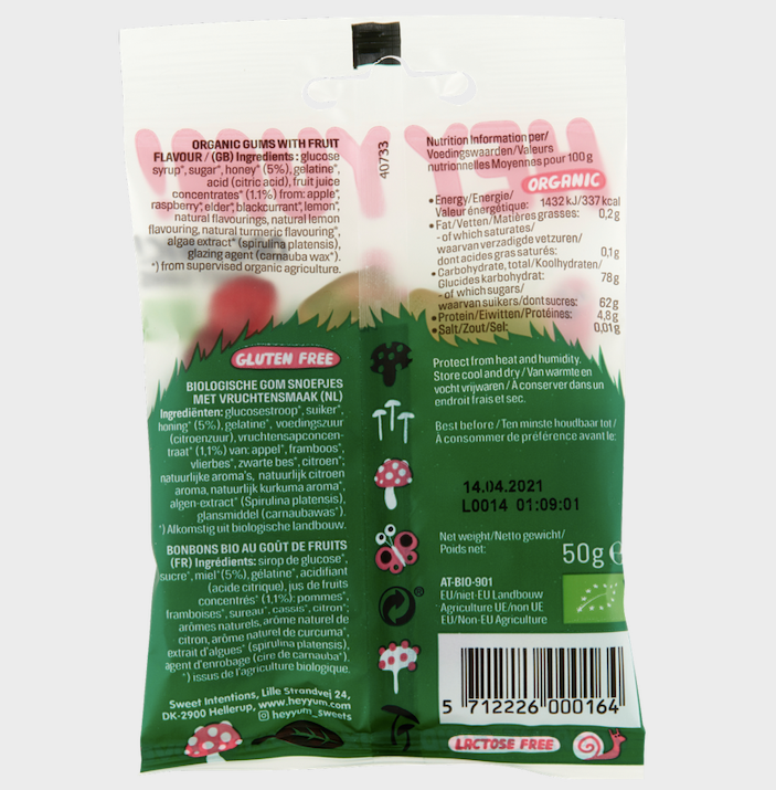 HEY YUM! - HEY YUM! Magic Forest -   Organic Fruit Gums, 50 g