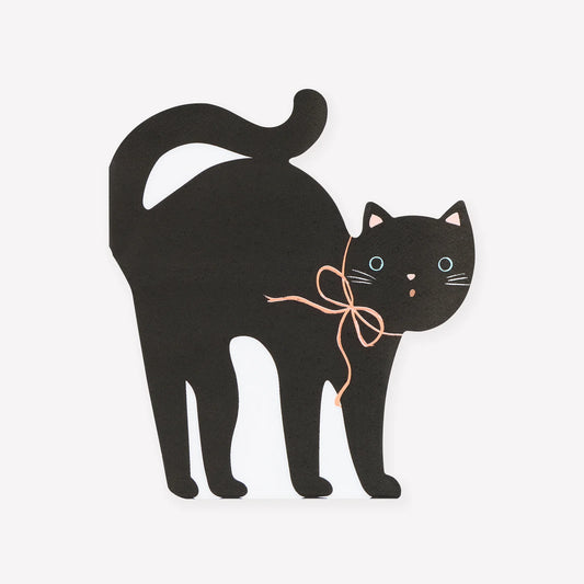 Halloween Cat Shaped Napkins (x 16)
