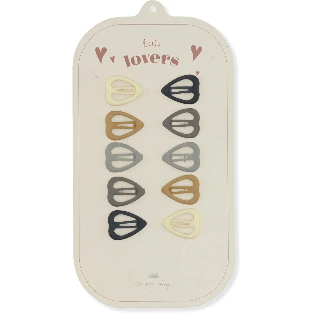 10-pack mini hair clips heart - blue shades Konges Slojd