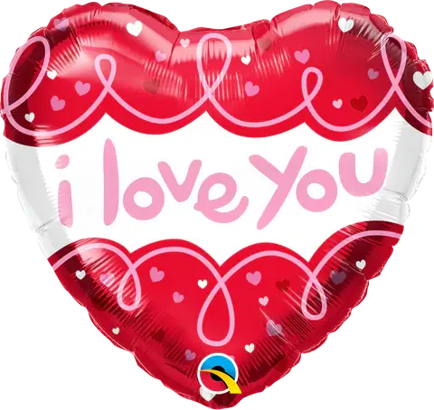 18" HEART I LOVE YOU DOODLE LOOPS #97174 - EACH (PKGD.) thepartyville