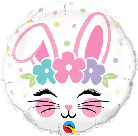 18" ROUND FOIL BUNNY FACE #98337 - EACH (PKGD.) thepartyville