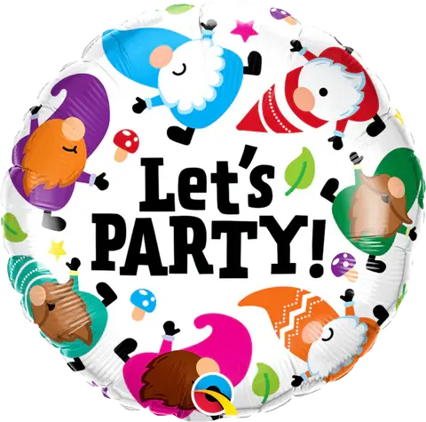 18" ROUND FOIL LET'S PARTY GNOMES #23161 - EACH thepartyville