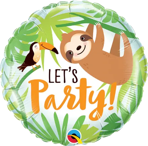 18" ROUND FOIL LET'S PARTY TOUCAN & SLOTH #12259 - EACH (PKGD.) thepartyville