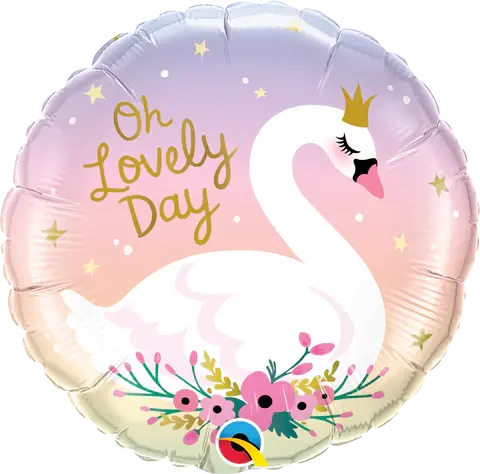 18" ROUND FOIL OH LOVELY DAY SWAN #10371 - EACH (PKGD.) thepartyville