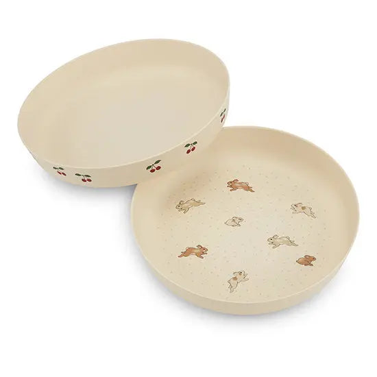2 Pack Plate Cherry/Petit Lapin Konges Slojd