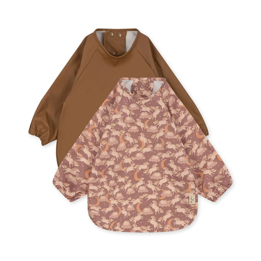 2 pack dinner bib with sleeves - unicorn blush/toasted coconut Konges Slojd