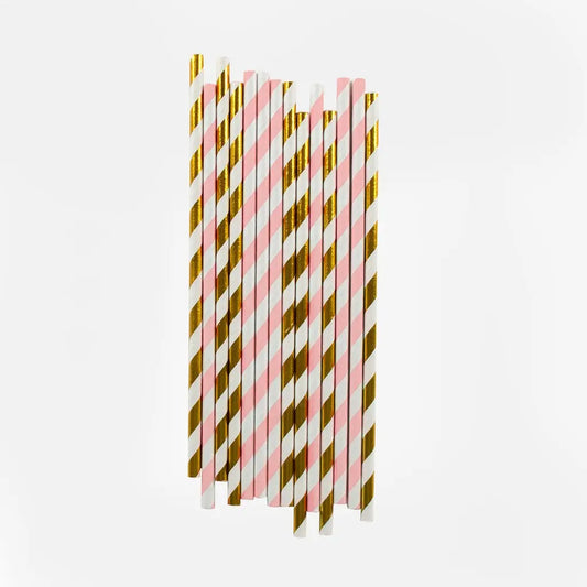 25 striped straws - Pink and gold My Little Day