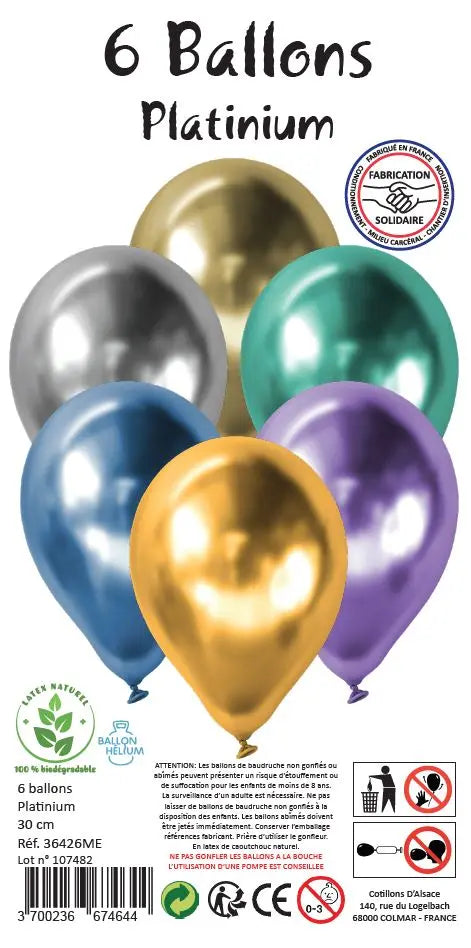 6 Ballons Platinium Ginger Ray