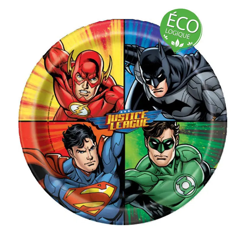 8 Plates 23 cm JUSTICE LEAGUE ECOLOGIQUE cotillons Alsace