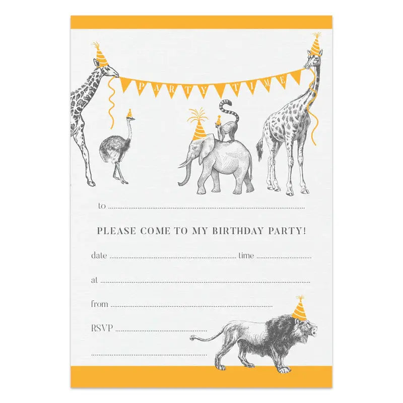 ANIMAL PARADE PARTY INVITATIONS MustardandGray
