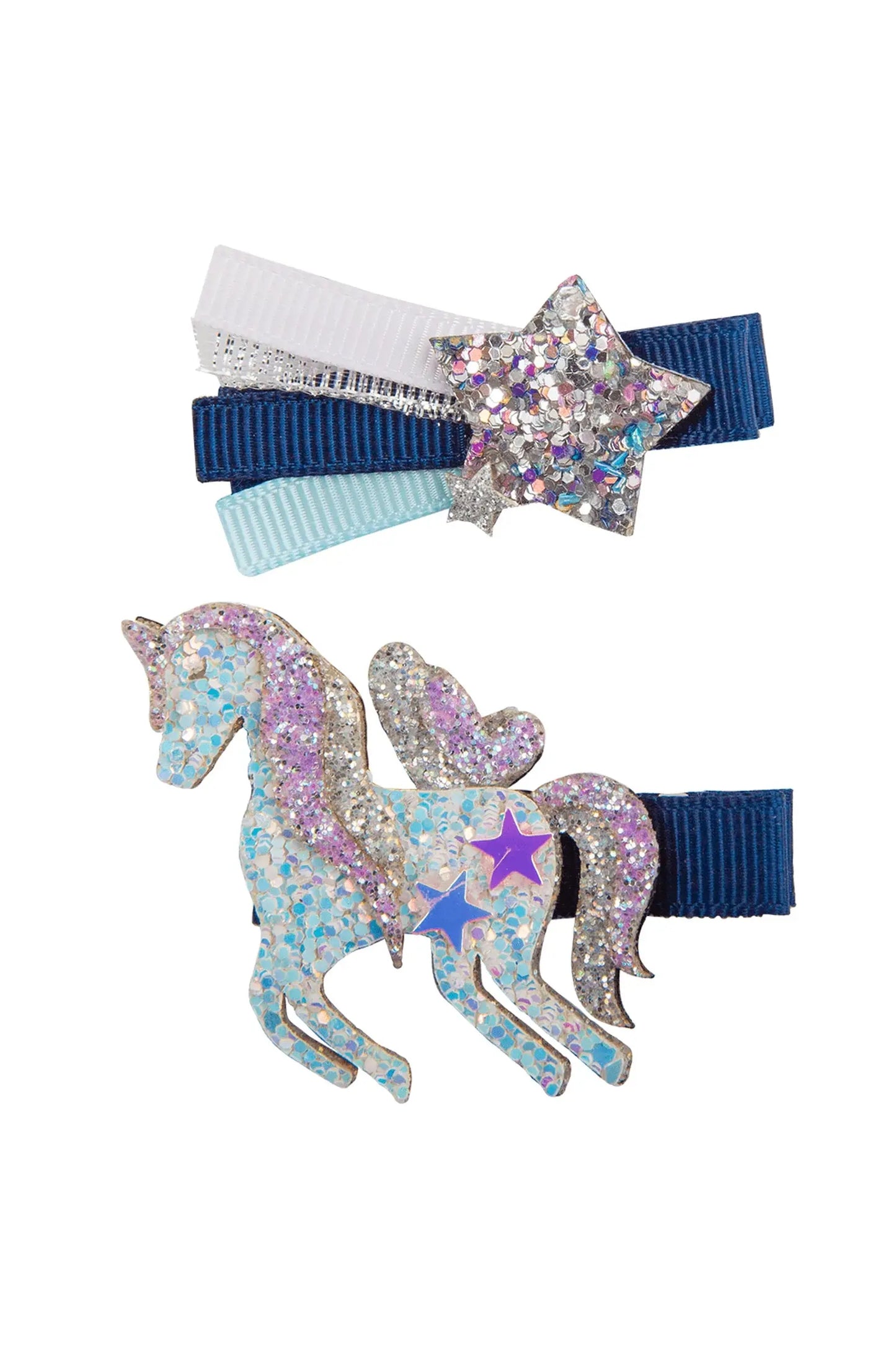 BOUTIQUE NAVY UNICORN STAR HAIRCLIPS Great Pretenders