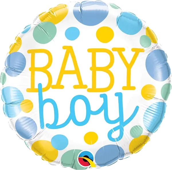 Baby Boy Dots Foil Balloon qualatex