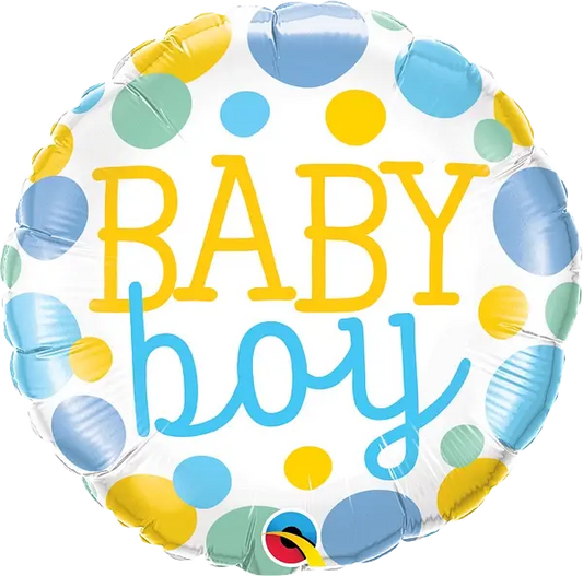 Baby Boy Dots Foil Balloon qualatex