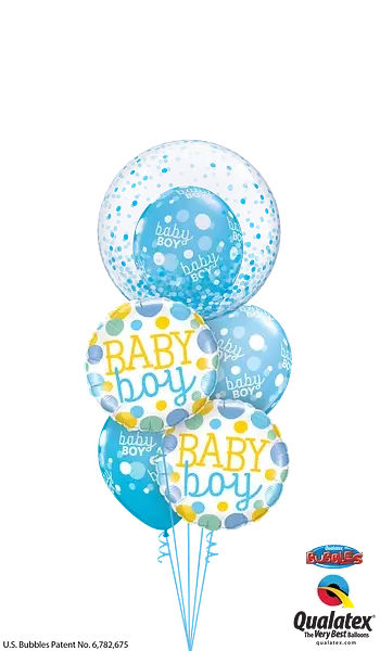 Baby Boy Dots Foil Balloon qualatex