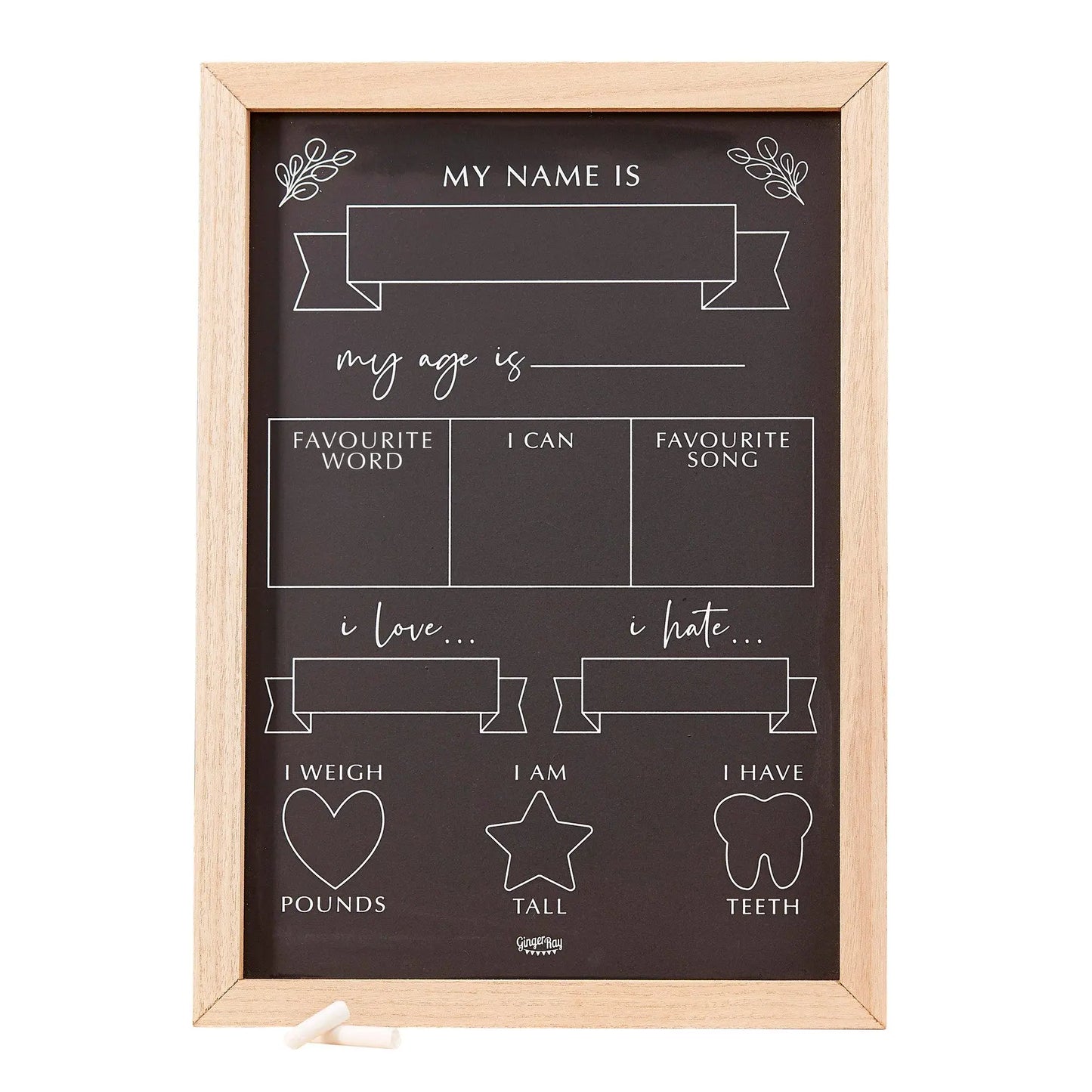 Baby Milestone Chalkboard Sign Ginger Ray