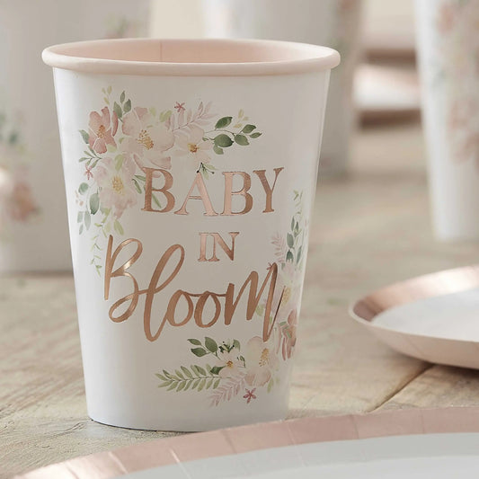 Baby in Bloom - Cups - Floral Baby in Bloom - Foiled Ginger Ray