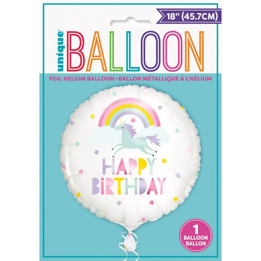 Ballon foil 45 cm Happy Birthday Unicorn Unique