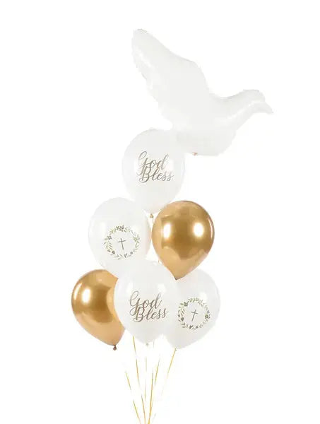 Balloons 30cm, God Bless, Pastel pure white Partydeco