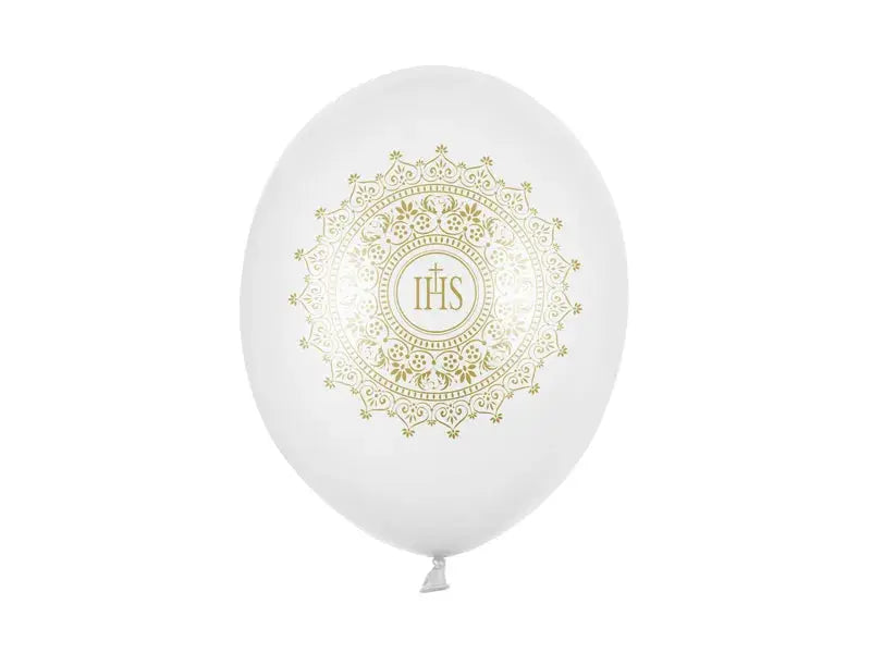Balloons 30cm, IHS, metallic pure white Partydeco