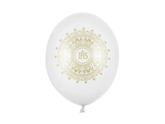 Balloons 30cm, IHS, metallic pure white Partydeco