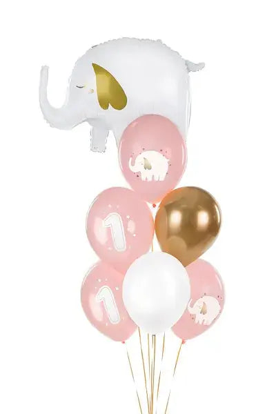 Balloons 30cm, one year, baby pink Partydeco