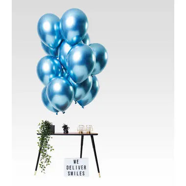 Balloons Mirror Effect Blue 33cm - 12 pieces Folat