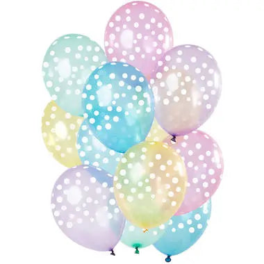 Balloons Small Dots Pastel Transparent 30cm - 15 pieces Folat