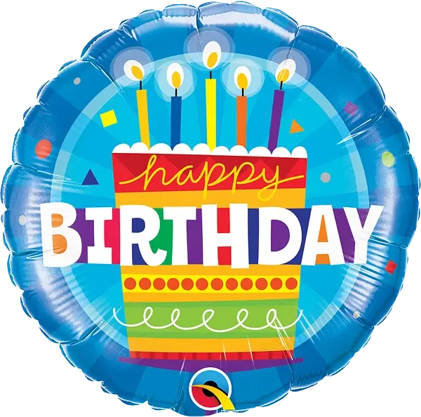Birthday Cake Blue Foil Balloon qualatex
