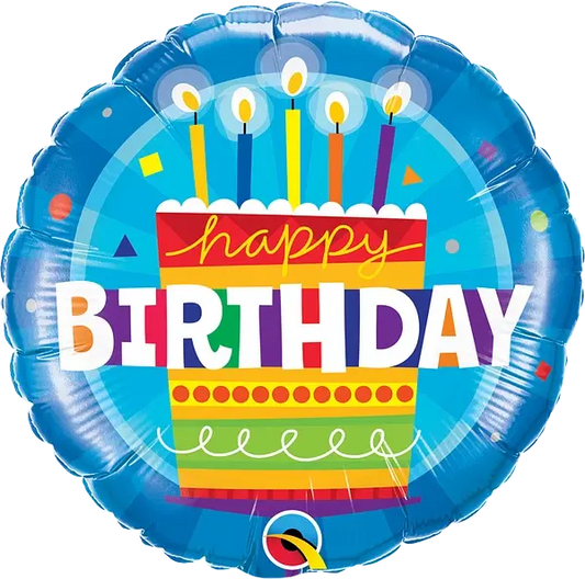 Birthday Cake Blue Foil Balloon qualatex