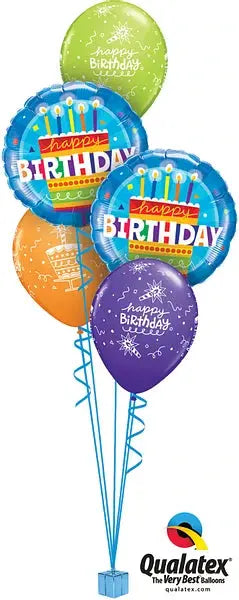 Birthday Cake Blue Foil Balloon qualatex