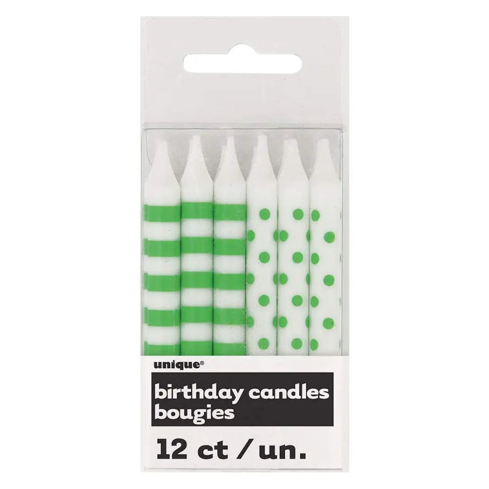 Birthday Candles Pack of 12 - Green cotillons Alsace