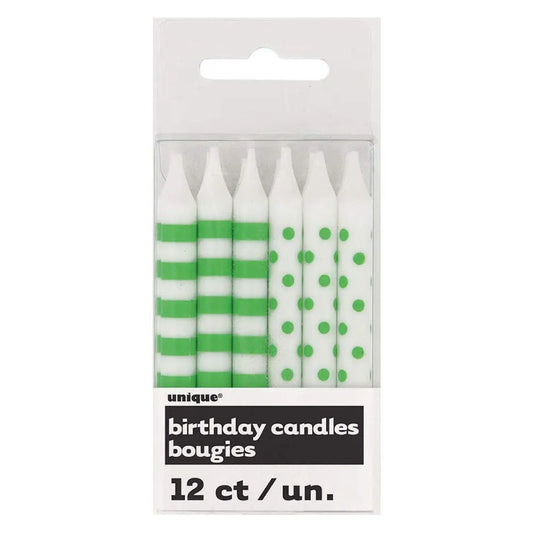 Birthday Candles Pack of 12 - Green cotillons Alsace