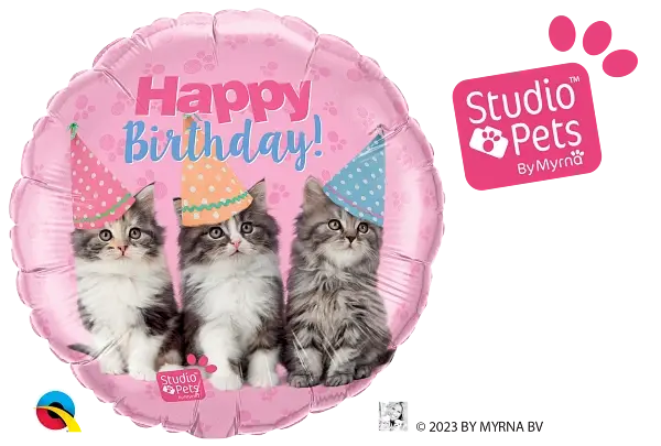 Birthday Kittens Foil Balloon qualatex