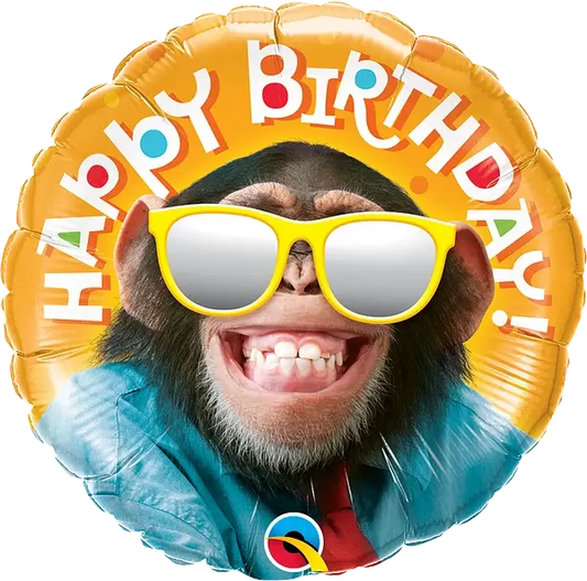 Birthday Smilin' Chimp Foil Balloon qualatex